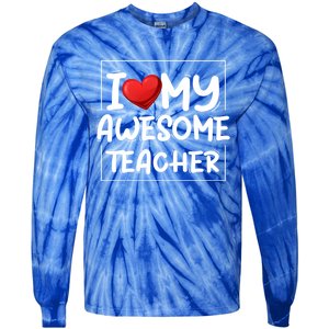 I Love My Awesome Teacher Valentines Day Matching Couple Funny Gift Tie-Dye Long Sleeve Shirt