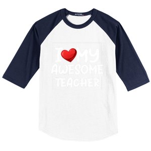 I Love My Awesome Teacher Valentines Day Matching Couple Funny Gift Baseball Sleeve Shirt