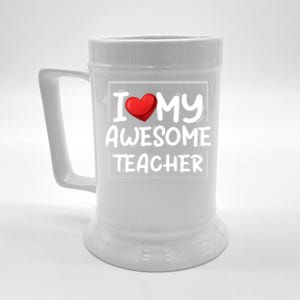 I Love My Awesome Teacher Valentines Day Matching Couple Funny Gift Beer Stein