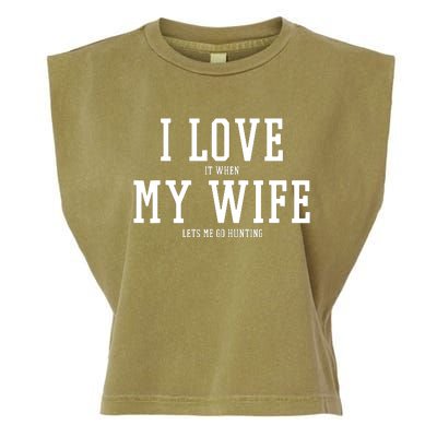 I Love My Wife Going Hunting Funny Garment-Dyed Women's Muscle Tee