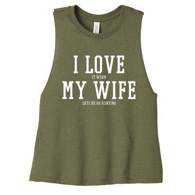 I Love My Wife Going Hunting Funny Women's Racerback Cropped Tank