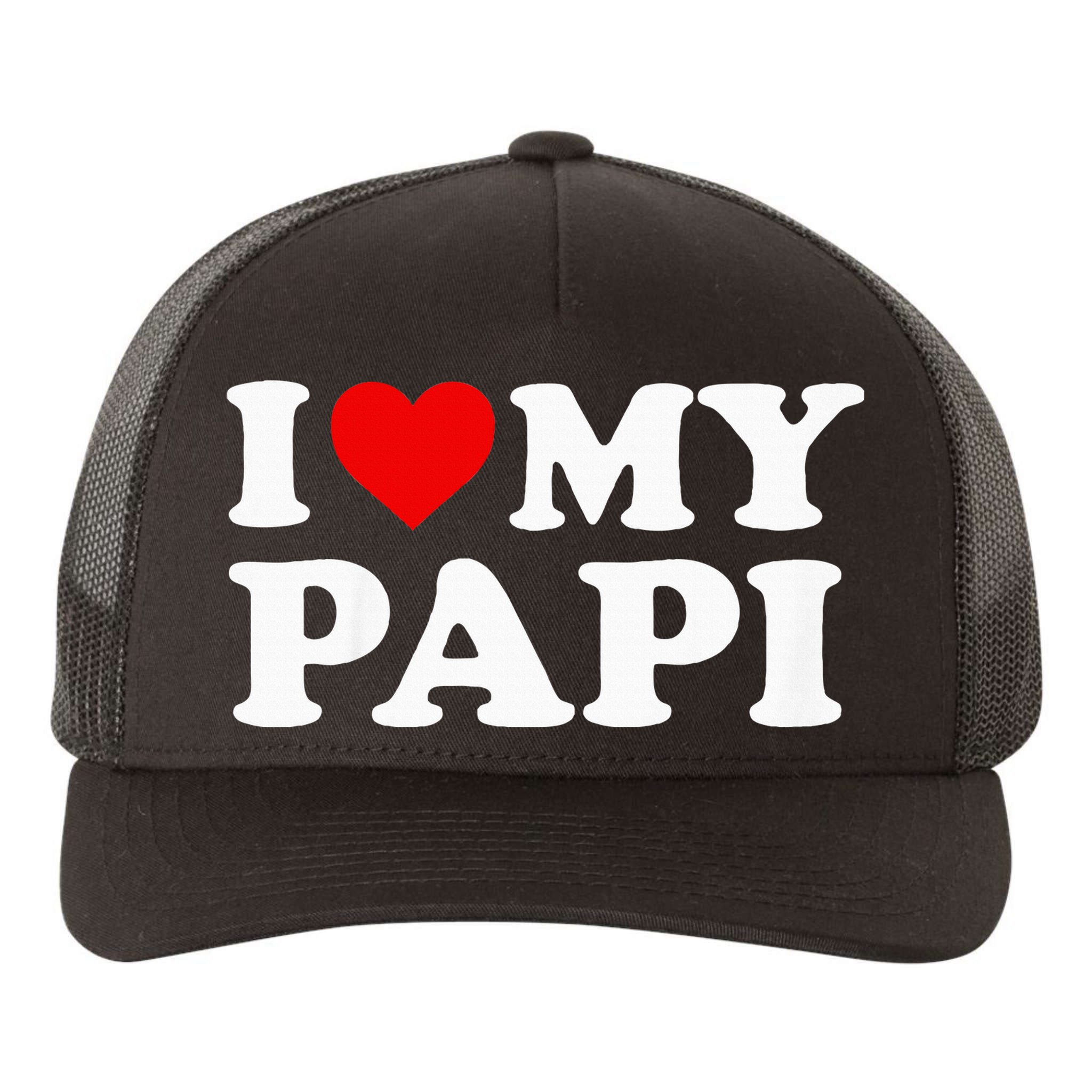 I Love My Papi Yupoong Adult 5-Panel Trucker Hat