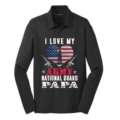 I Love My Army National Guard Papa Veteran Us Military Gift Silk Touch Performance Long Sleeve Polo