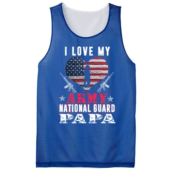 I Love My Army National Guard Papa Veteran Us Military Gift Mesh Reversible Basketball Jersey Tank