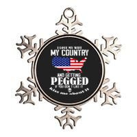 I LOVE MY WIFE MY COUNTRY AND GETTING PEGGED Metallic Star Ornament