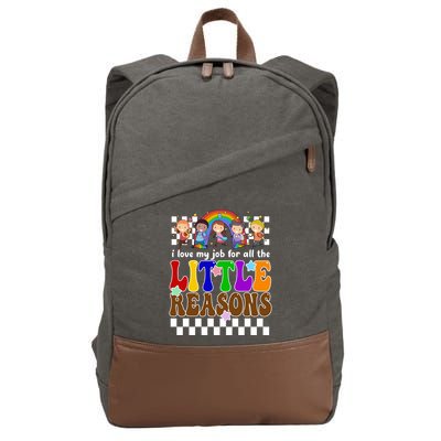 I Love My Job For All The Little Reasons Elementary Teacher Cotton Canvas Backpack
