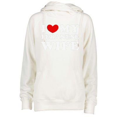 I Love My Lebanese Wife, I Heart My Lebanese Wife  Womens Funnel Neck Pullover Hood