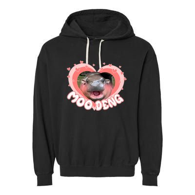 I Love Moo Deng Baby Hippo Moo Deng I Heart Moo Deng Garment-Dyed Fleece Hoodie