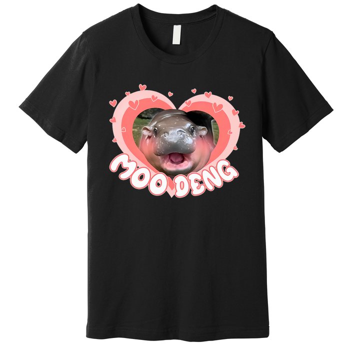 I Love Moo Deng Baby Hippo Moo Deng I Heart Moo Deng Premium T-Shirt