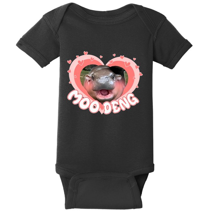 I Love Moo Deng Baby Hippo Moo Deng I Heart Moo Deng Baby Bodysuit