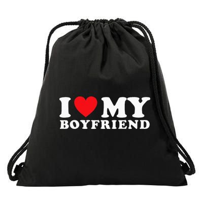 I Love My Boyfriend I Heart My Boyfriend BF Drawstring Bag