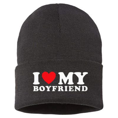 I Love My Boyfriend I Heart My Boyfriend BF Sustainable Knit Beanie