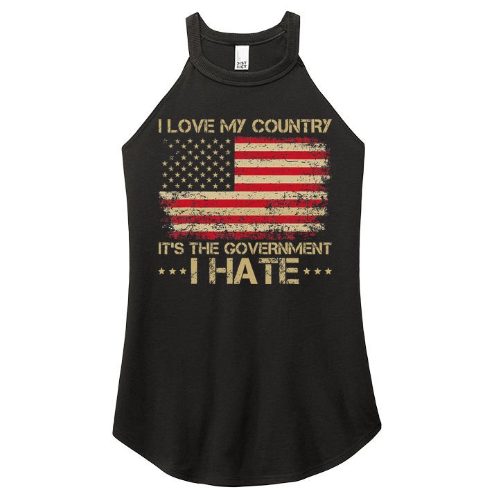 I Love My Country ItS The Government I Hate Vintage Women's Perfect Tri Rocker Tank