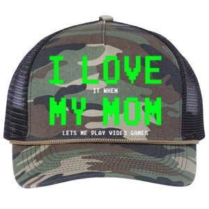 I Love My Mom Gamer Gifts For N Boy Video Games Retro Rope Trucker Hat Cap