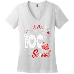 I've loved My Class For 100 Days Of School Teacher Valentine Women's V-Neck T-Shirt