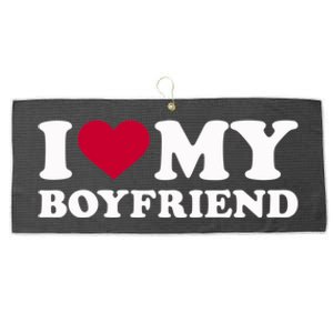 I Love My Boyfriend Great Gift Large Microfiber Waffle Golf Towel