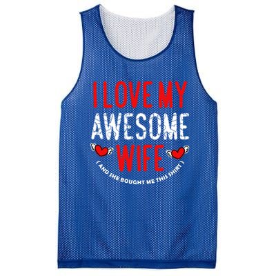 I Love My Awesome Wife Husband Love Valentine's Day Hearts Gift Mesh Reversible Basketball Jersey Tank