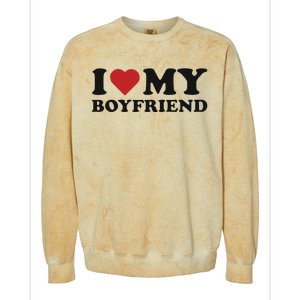 I Love My Boyfriend Baby Colorblast Crewneck Sweatshirt