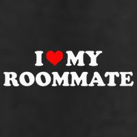 I Love My Roommate- I Heart My Roommate Red Heart 7 Panel Mesh Trucker Snapback Hat