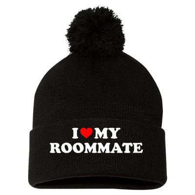 I Love My Roommate- I Heart My Roommate Red Heart Pom Pom 12in Knit Beanie