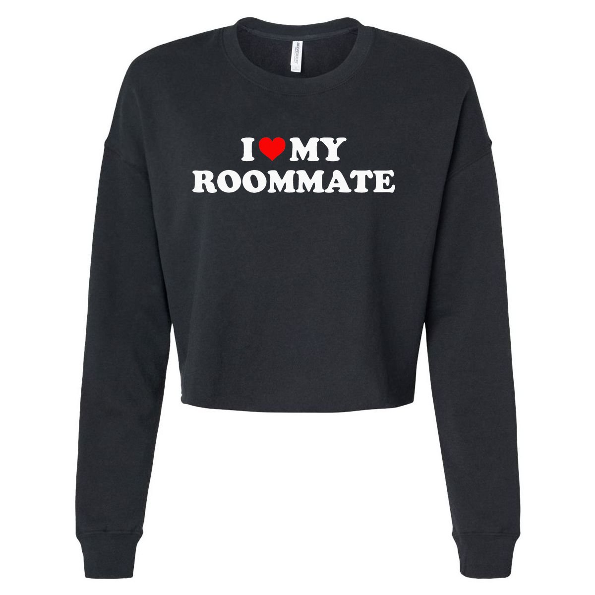I Love My Roommate- I Heart My Roommate Red Heart Cropped Pullover Crew