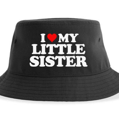 I Love My Little Sister Heart Funny Fun Gift Tee Sustainable Bucket Hat