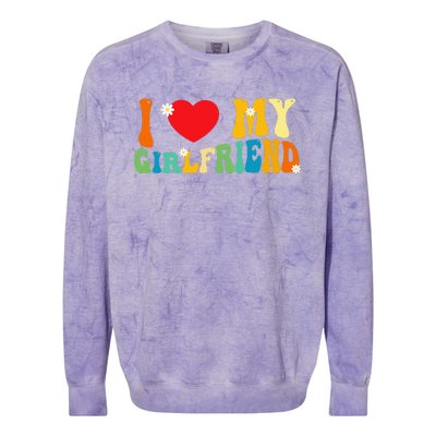 i love my girlfriend gf red heart love valentine Colorblast Crewneck Sweatshirt