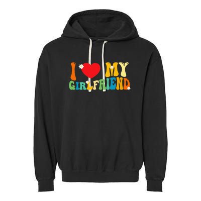 i love my girlfriend gf red heart love valentine Garment-Dyed Fleece Hoodie