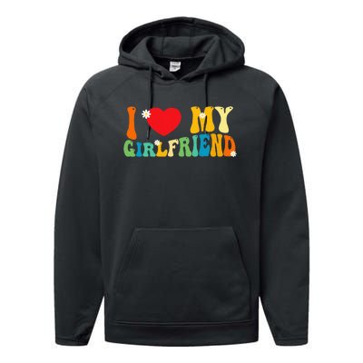 i love my girlfriend gf red heart love valentine Performance Fleece Hoodie