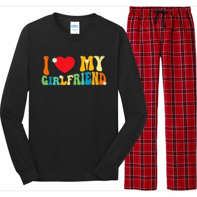 i love my girlfriend gf red heart love valentine Long Sleeve Pajama Set