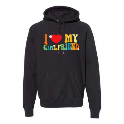 i love my girlfriend gf red heart love valentine Premium Hoodie