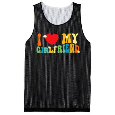 i love my girlfriend gf red heart love valentine Mesh Reversible Basketball Jersey Tank