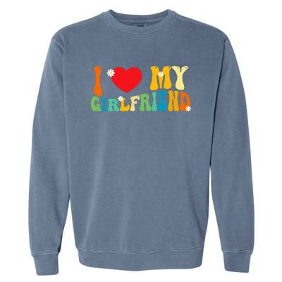 i love my girlfriend gf red heart love valentine Garment-Dyed Sweatshirt