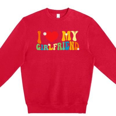 i love my girlfriend gf red heart love valentine Premium Crewneck Sweatshirt