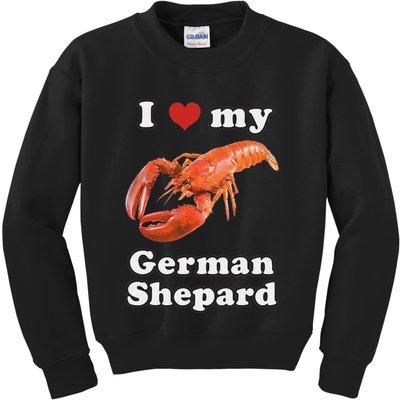 I Love My German Shepard Lobster Kids Sweatshirt