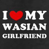 I Love My Wasian Girlfriend 7 Panel Mesh Trucker Snapback Hat