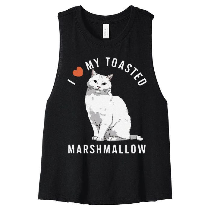 I Love My Toasted Marshmallow Flame Point Siamese Cat Women's Racerback Cropped Tank