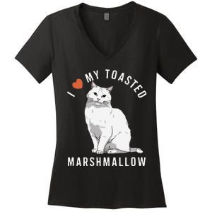 I Love My Toasted Marshmallow Flame Point Siamese Cat Women's V-Neck T-Shirt