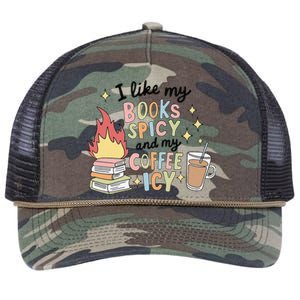 I Like My Books Spicy And My Coffee Icy Smutty Books Bookish Retro Rope Trucker Hat Cap