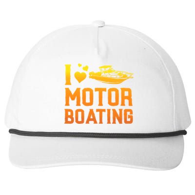 I Love Motor Boating Funny Boater Motor Boating Funny Gift Snapback Five-Panel Rope Hat