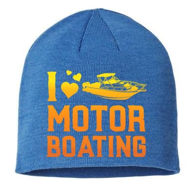 I Love Motor Boating Funny Boater Motor Boating Funny Gift Sustainable Beanie