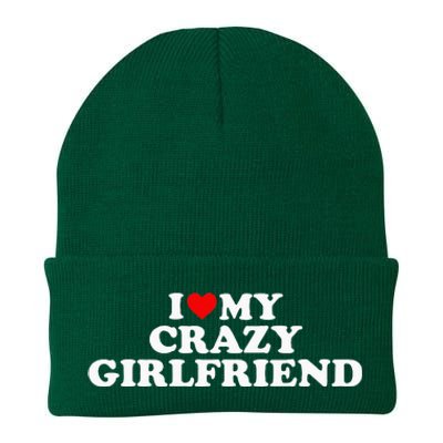 I Love My Crazy Girlfriend GF Red Heart Knit Cap Winter Beanie