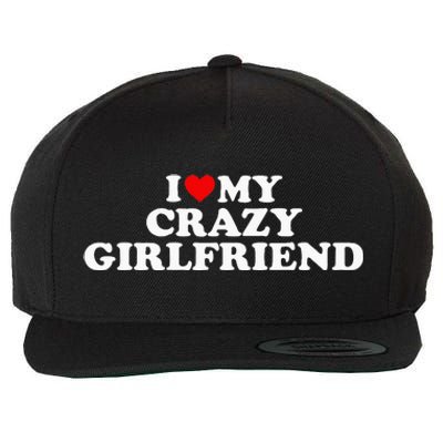 I Love My Crazy Girlfriend GF Red Heart Wool Snapback Cap