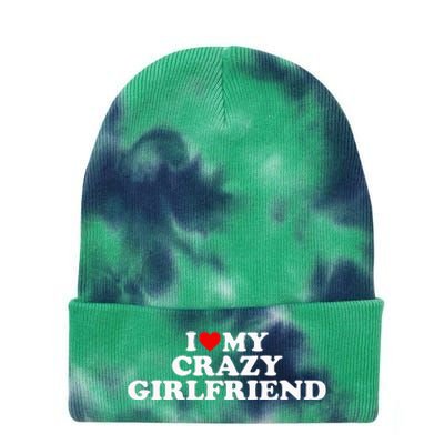 I Love My Crazy Girlfriend GF Red Heart Tie Dye 12in Knit Beanie