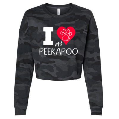 I Love My Peekapoo I Heart My Peekapoo Pekingese Poodle Mix Cool Gift Cropped Pullover Crew