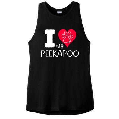 I Love My Peekapoo I Heart My Peekapoo Pekingese Poodle Mix Cool Gift Ladies PosiCharge Tri-Blend Wicking Tank