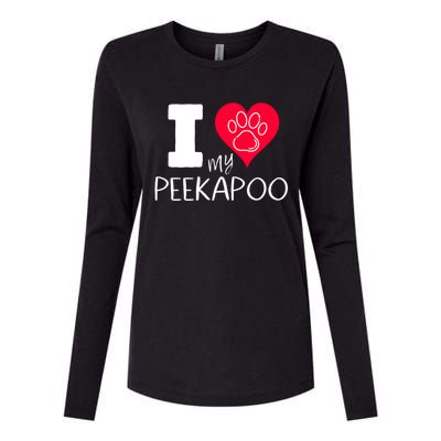 I Love My Peekapoo I Heart My Peekapoo Pekingese Poodle Mix Cool Gift Womens Cotton Relaxed Long Sleeve T-Shirt