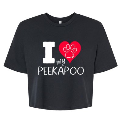 I Love My Peekapoo I Heart My Peekapoo Pekingese Poodle Mix Cool Gift Bella+Canvas Jersey Crop Tee