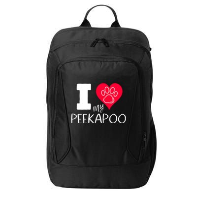 I Love My Peekapoo I Heart My Peekapoo Pekingese Poodle Mix Cool Gift City Backpack