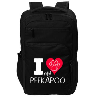 I Love My Peekapoo I Heart My Peekapoo Pekingese Poodle Mix Cool Gift Impact Tech Backpack